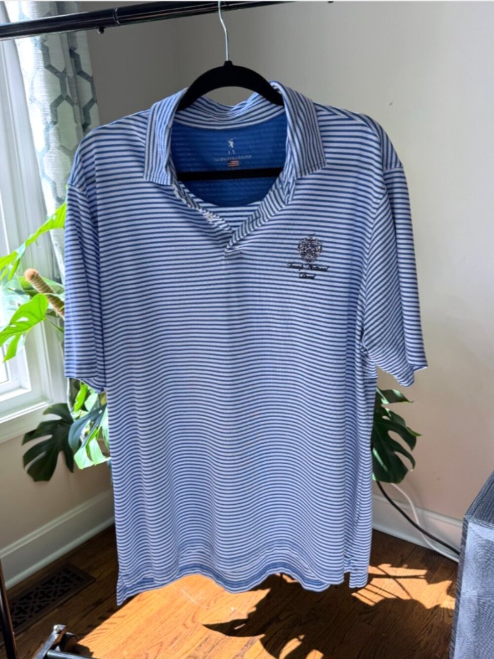 Fairway & Greene XL Striped Polo TRUMP National Golf Club USA Shirt Blue & White